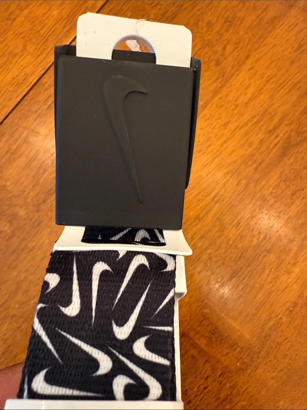 Nike Black & White Swoosh Pattern Reversible belt
